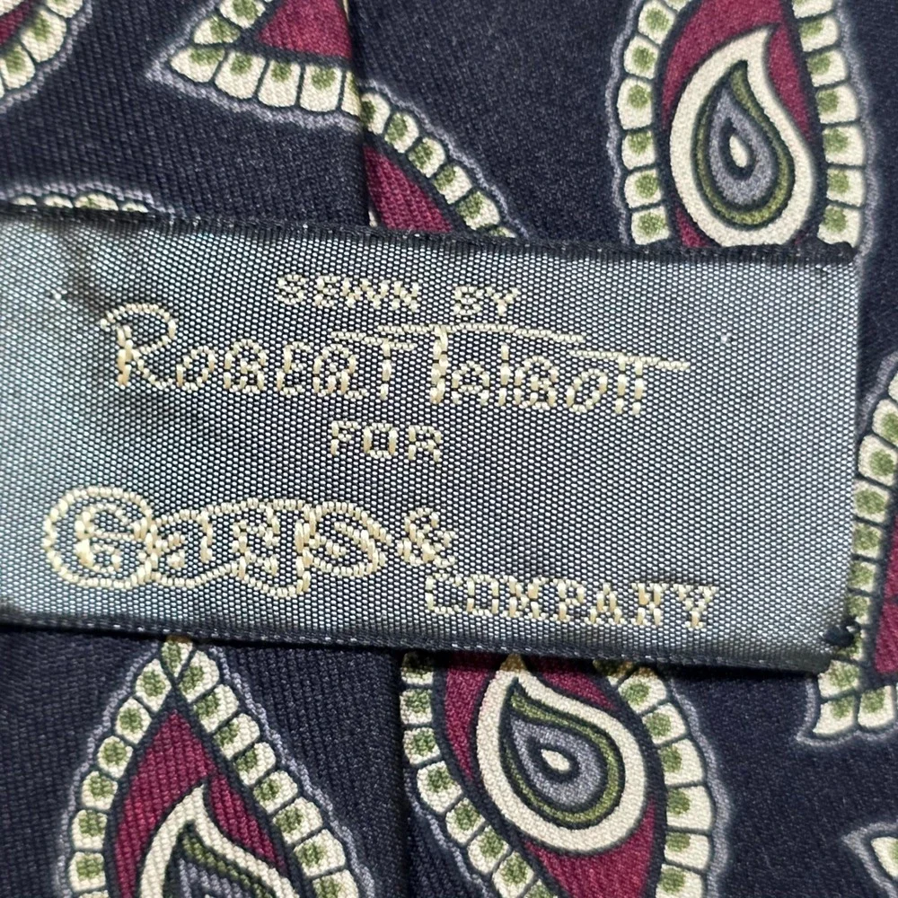 Robert Talbott Necktie Mens OS Black Red Geometric Teardrop Silk Garys & Company